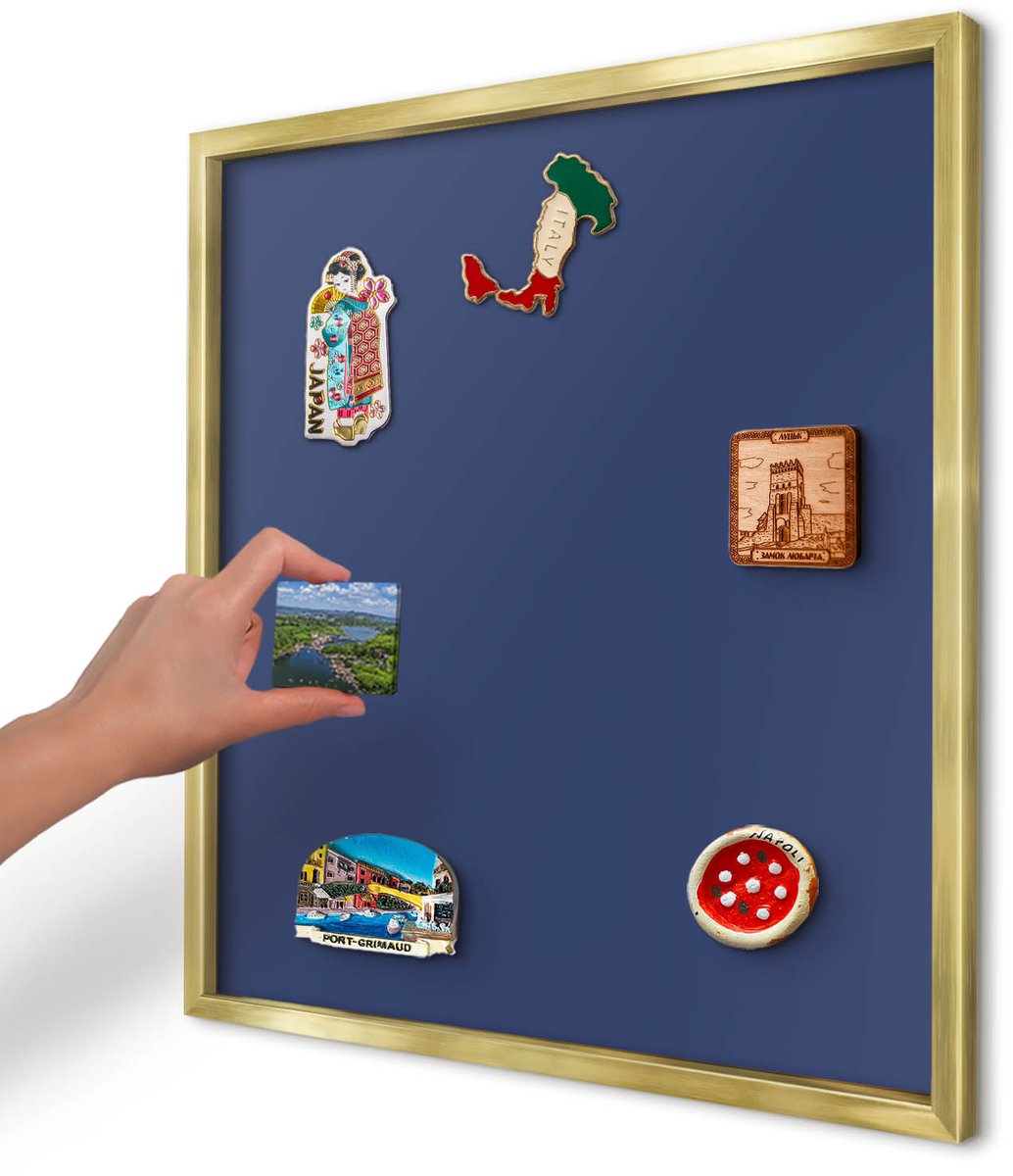 Artprintcave Marine Magneetbord mit Gouden Frame - 50x50 cm - Levendig Marineblauw Magneetbord Voor Keuken - Minimalist Magneetbord Voor Foto's - Achtergronden En Patronen
