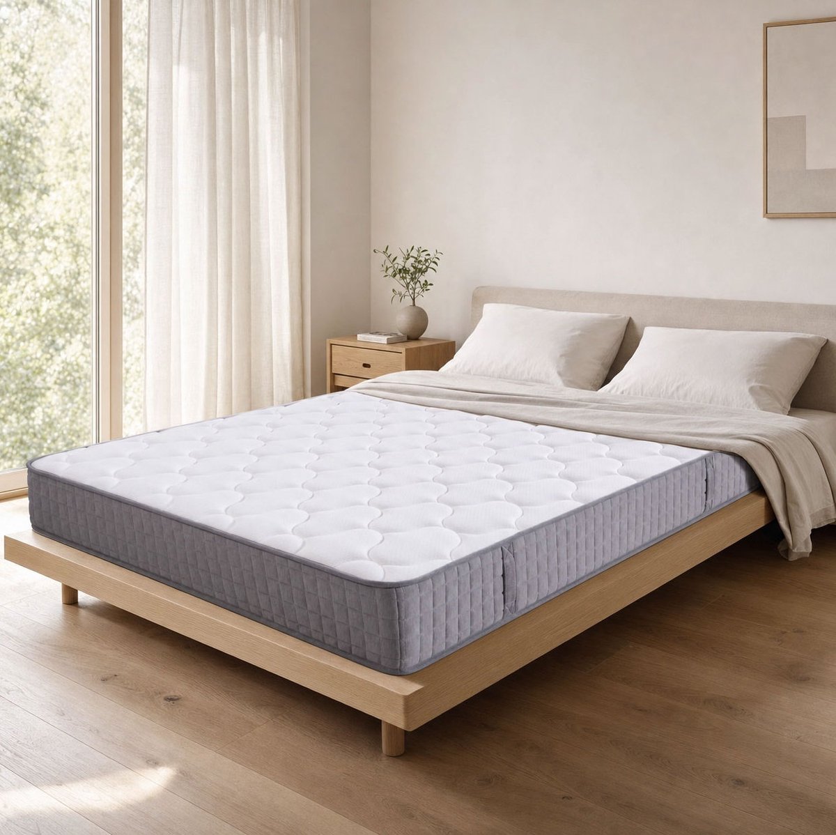 FloraGrace Matras 140x200 cm - Pocketveringmatras 7-Zones H3 - Koudschuim - Anti-Allergie - 25 cm - Wit