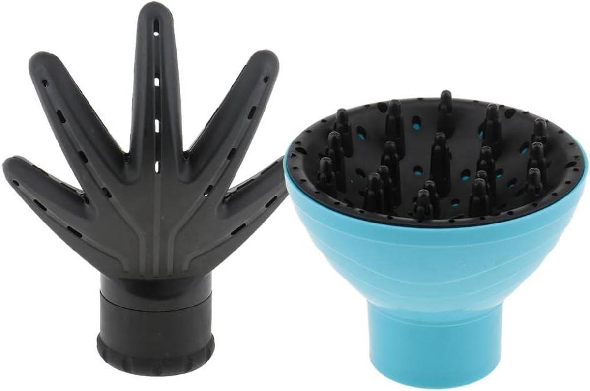 Föhn Diffuser Set - Haar Diffusers - Krullen Stylen - Universele Pasvorm - 2 stuks - Blauw Zwart
