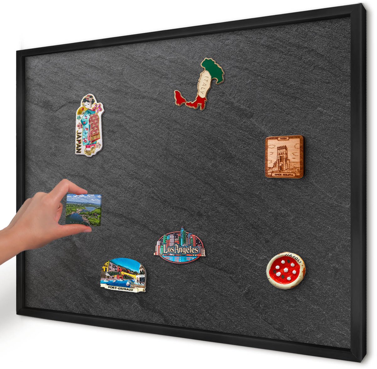 Artprintcave Zwart Magneetbord mit Zwart Frame - 70x50 cm - Zwarte Textuur Wandbord Magnetisch - Minimalist Notitiebord - Texturen