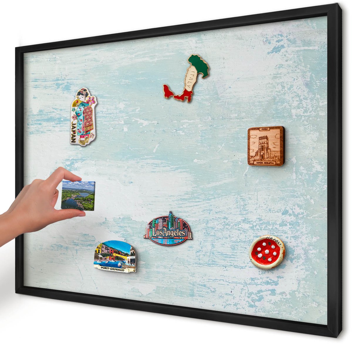 Artprintcave Wit Magneetbord mit Zwart Frame - 70x50 cm - Pastelkleurige Schaafwonden Magnetisch Bord - Minimalist Magneetbord Voor Foto's - Texturen