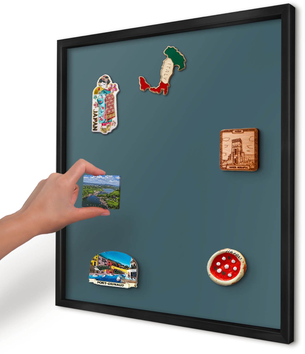 Artprintcave Turkoois Magneetbord mit Zwart Frame - 50x50 cm - Donker Turkoois Magnetisch Bord - Minimalist Magneetbord Voor Keuken - Achtergronden En Patronen