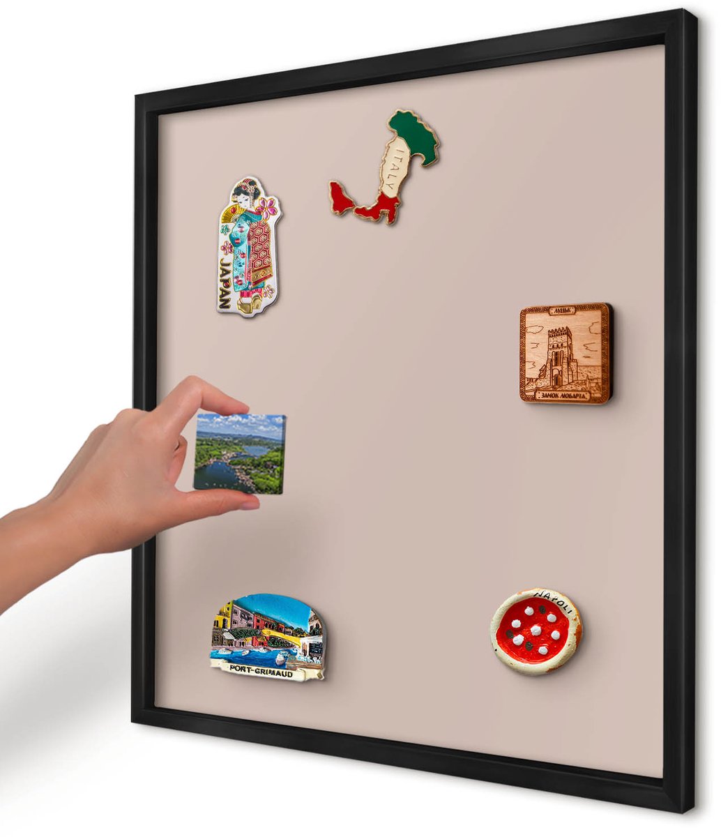 Artprintcave Roze Magneetbord mit Zwart Frame - 50x50 cm - Beige Roze Magnetisch Bord Voor Magneten - Minimalist Notitiebord - Achtergronden En Patronen