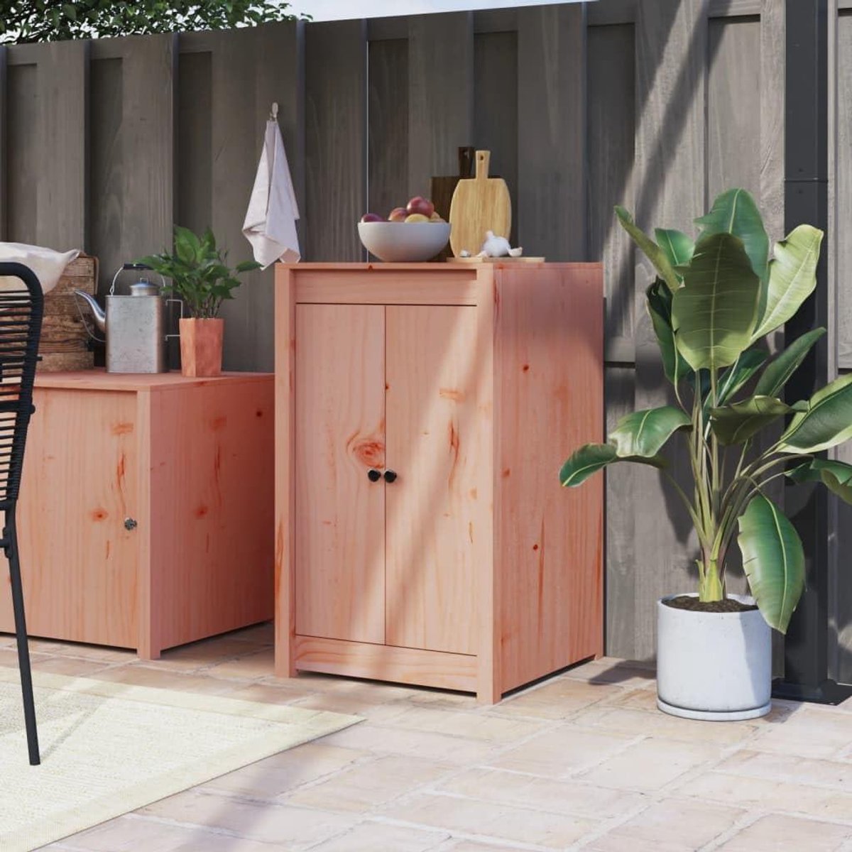 Buitenkeuken Deuren - Tuinkeuken Kastdeuren - Buiten Koken - Massief Douglas Hout - 50x9x82 cm - Natuurlijk Hout