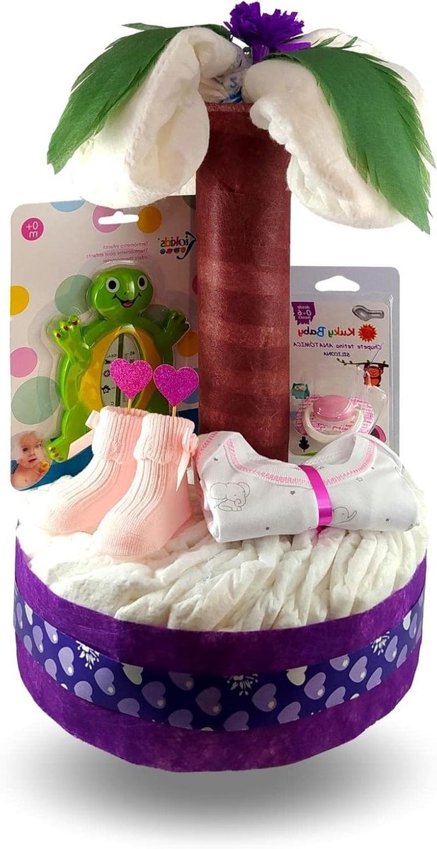 Luier Taart - Baby Cadeau - Geboorte Vieren - Compleet Geschenk - 34 Luiers - Blauw