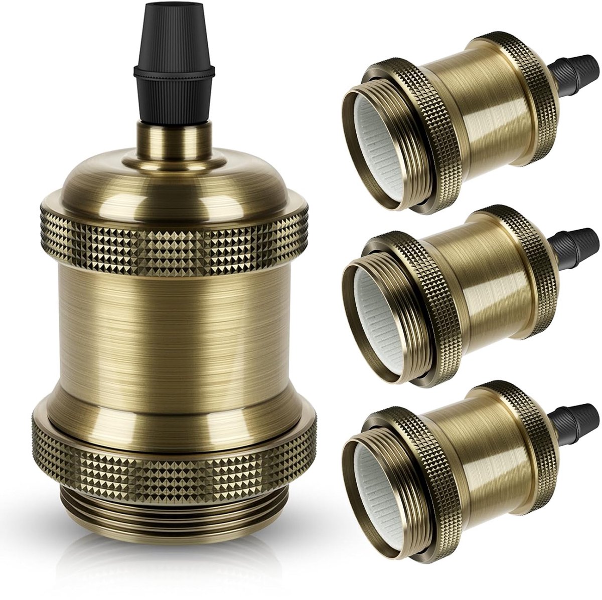 E27 Vintage solide lamphouder Keramische lamphouder Edison Schroef gloeilamp Socket Adapter, Champagne goud van 4 Stuks