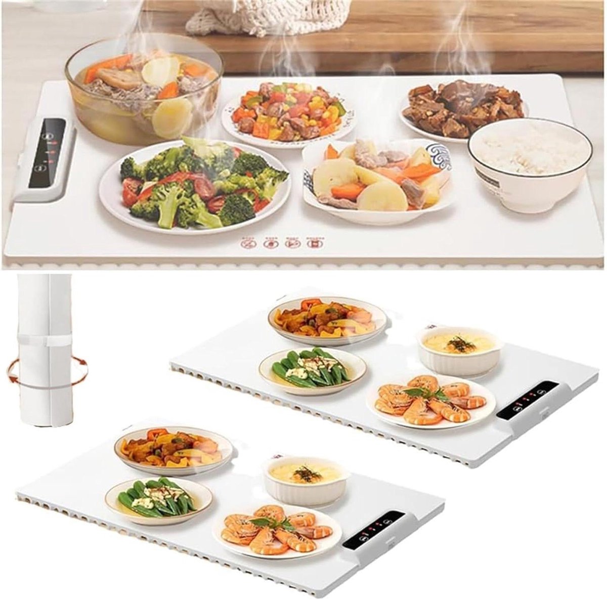 Elektrische warmhoudplaat - Voedselverwarmer Placemat - Eten Warm Houden - Instelbare Temperatuur - 60x38 cm - Zwart