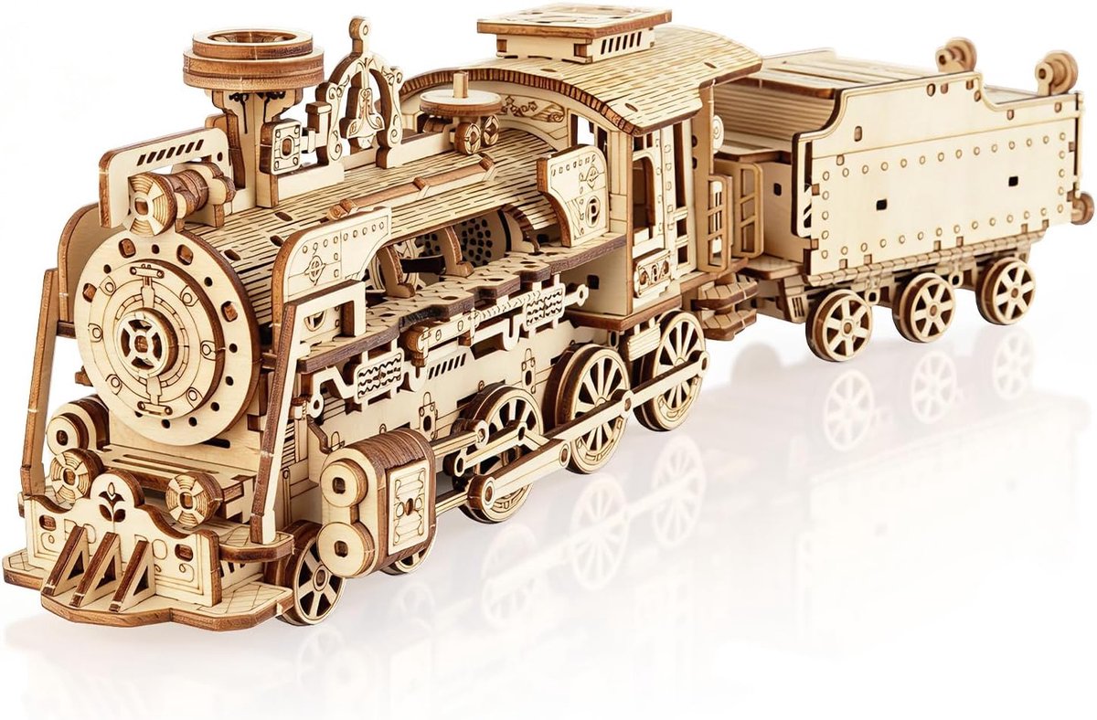 3D-puzzel van hout – model stoomtrein [268 stuks] – houten model om te bouwen voor volwassenen, ideaal voor decoratie, als cadeau