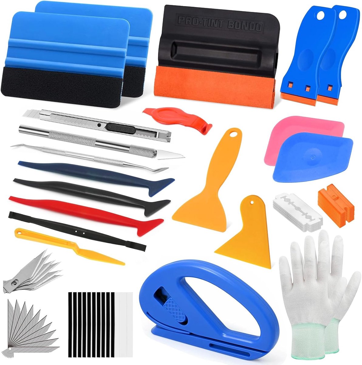 Vinyl wrap gereedschap set 70-delig - raamfolie set - squeegee en snijgereedschap - voor professioneel tinten - ShopVlot