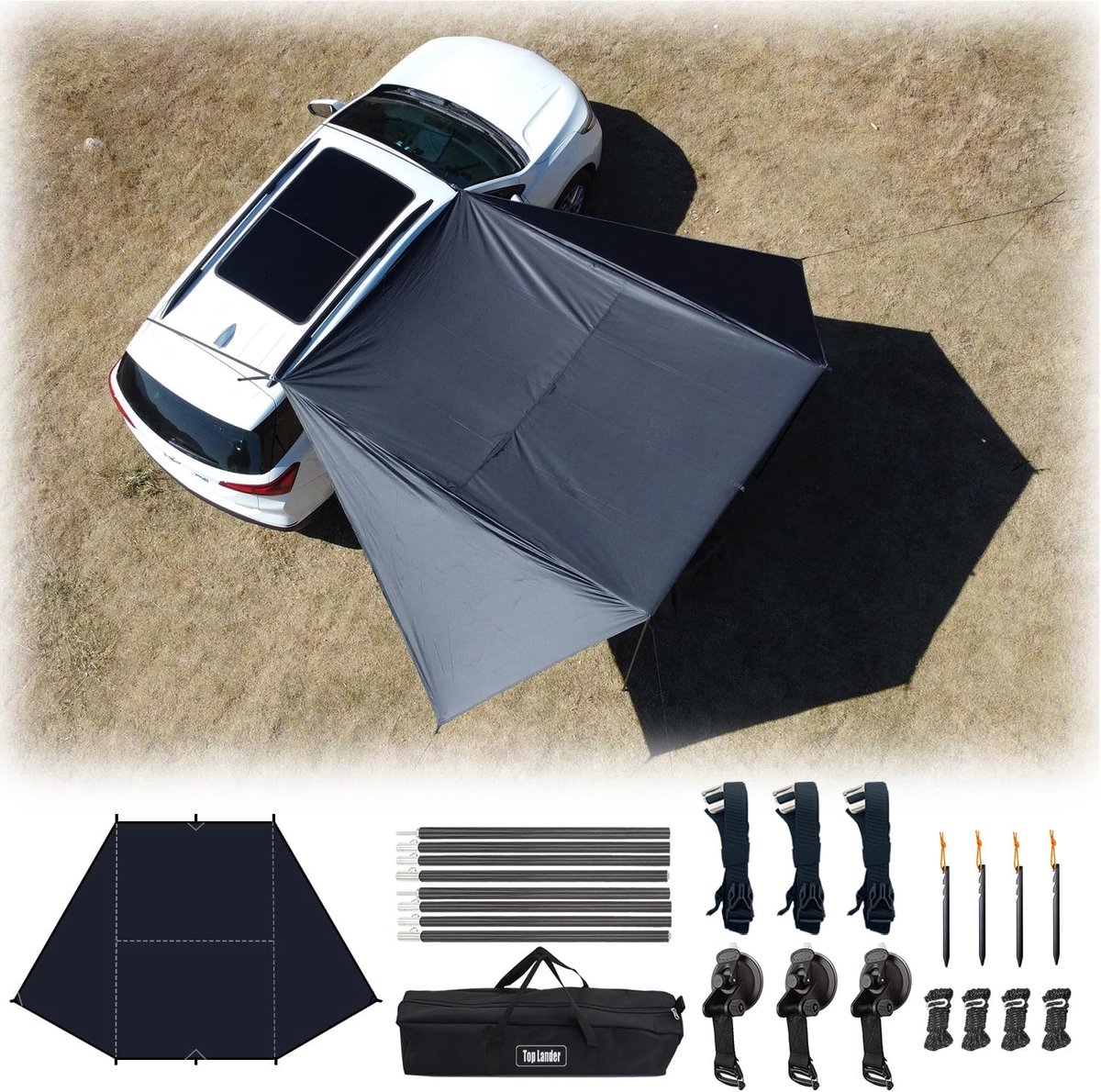 Waterdichte Auto Tarp Tent - 300 x 200 x 190 cm - Aluminium Steunen - Ideaal voor Buitenavonturen - ShopVlot