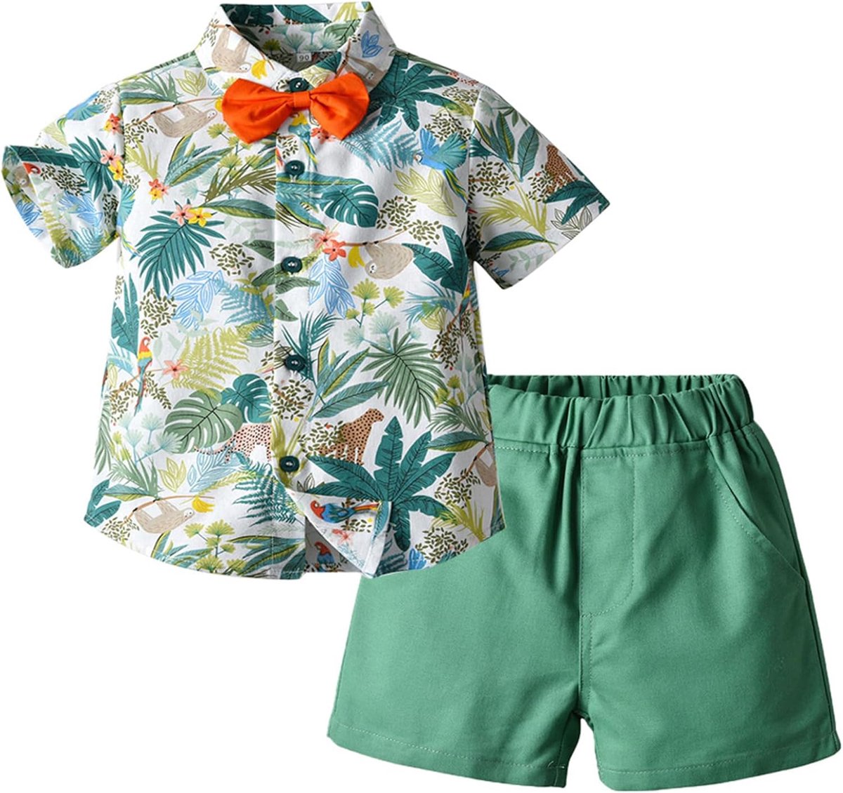 Baby Jongens Hawaï Outfits Kinderen Knoop Onderhemd en Shorts Set Tropische Bloemen Zomer Strandkleding Kleding