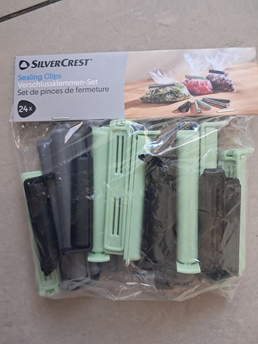 Silvercrest 24 stuks Sluitclips - Klemmen - 3 maten - 3 kleuren