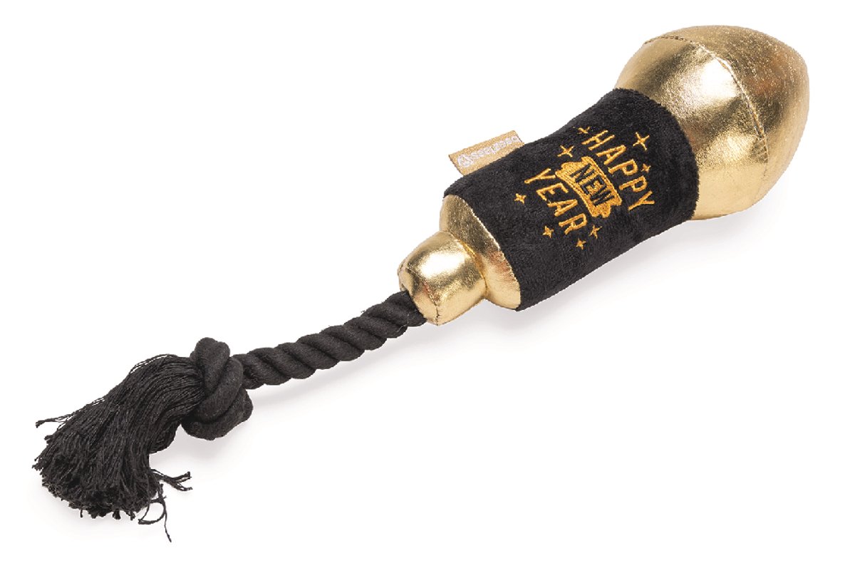 Pluche vuurpijl zwart/goud 33cm