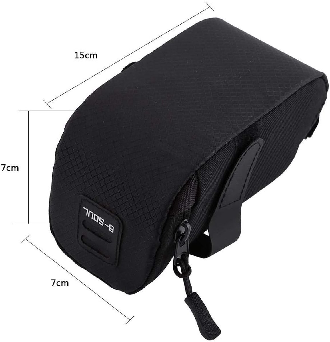 SnelShoppen - Fietszadel Tas, Compacte Zadel Tas voor Fietsen, Makkelijk te Installeren, 15 x 7 x 7 cm, Zwart, Ideaal voor Fietstochten, Reizen, en Da