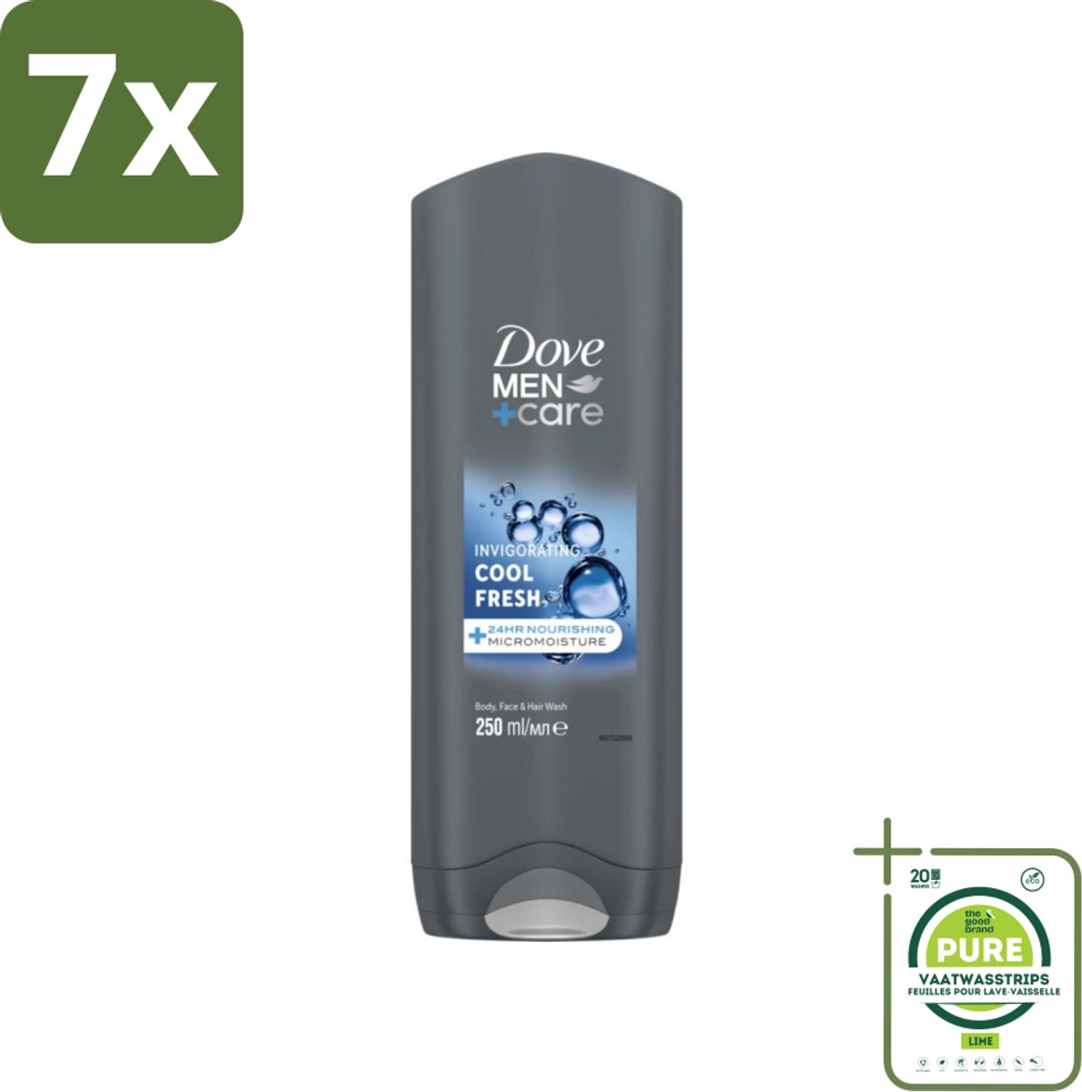 7 x Dove Men+Care Douchegel - Cool Fresh - Grootverpakking - Douchegel - Verzorging Mannen - Hydraterende Douchegel - Dove Men+care - Micromoisture