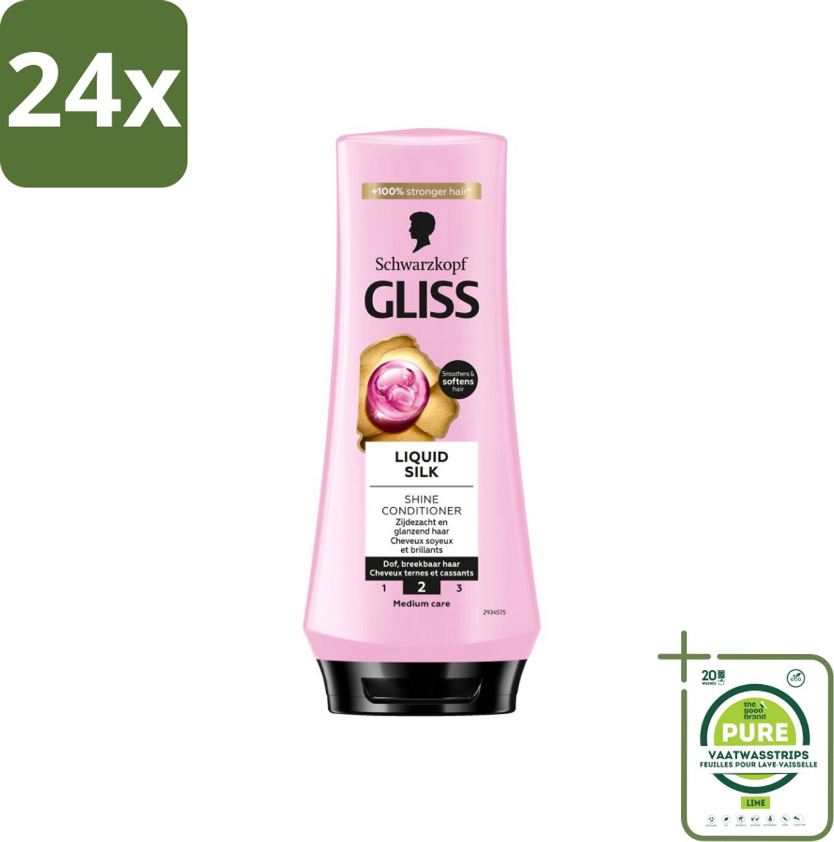 Gliss - Hair Repair - Conditioner met Liquid Silk voor Zijdezacht Haar - 200 ml - Voordeelverpakking - 24 stuks - Haar conditioner - Glans conditioner