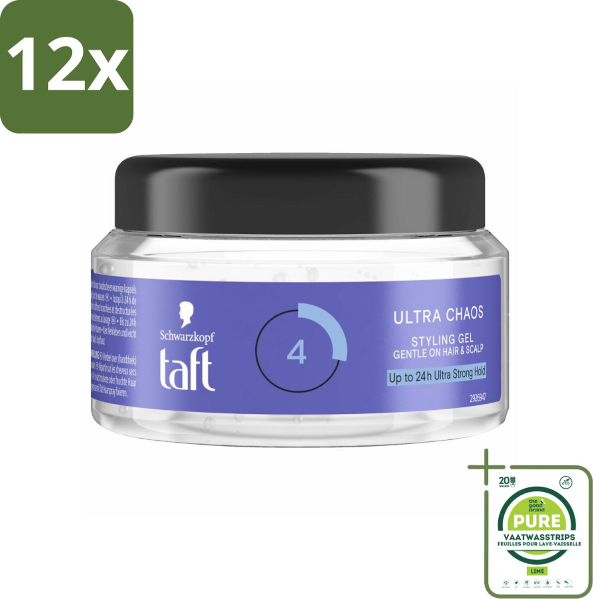 Taft - Ultra Chaos 4 - Styling Gel - Creatieve fixatie - 250 ml - Voordeelverpakking - 12 stuks - Haar gel - Styling gel