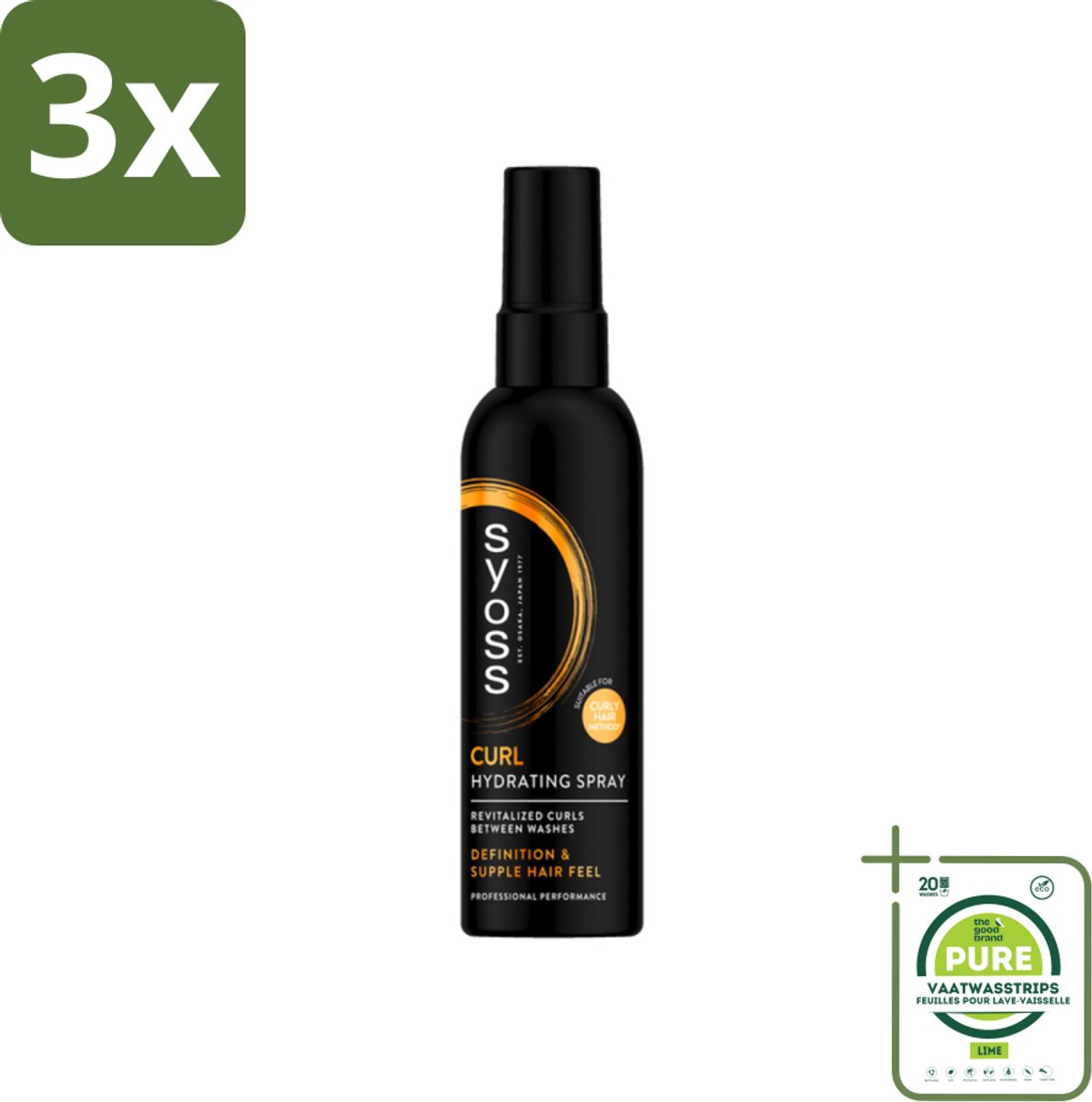 3 x Syoss - Curls - Haarspray - Veerkrachtige Krullen - 150 ml - Grootverpakking - Haarspray Krullen - Krullen Definieren - Pluisvrij Haar - Vitaminecomplex - Panthenol