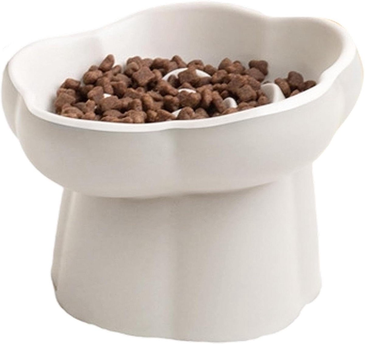 Katten Slow Feeder - Huisdier Likpuzzelbak - Gezonde Spijsvertering - Antikantel Stabiliteit - 15.5L x 11B cm - Crèmekleurig