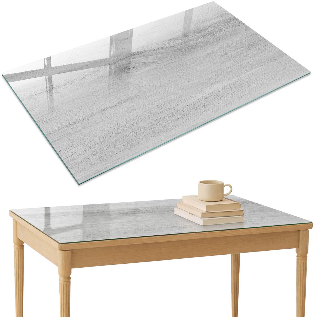 ArtPrintCave Houtstructuur Glazen Tafelblad 120x80 cm - Tafelblad Rechthoek - Grijs Keukentafel - Texturen Bureaublad