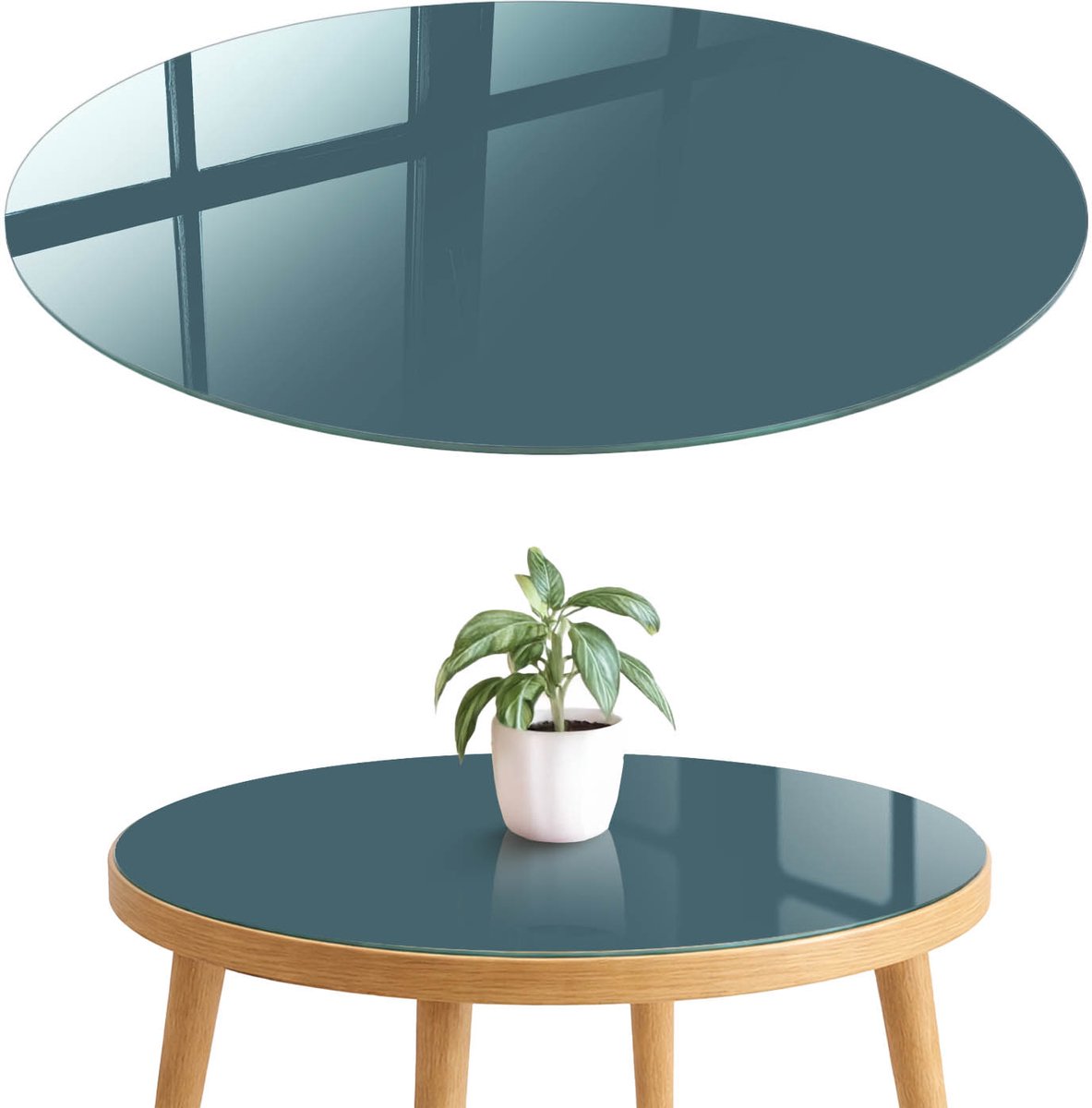 ArtPrintCave Doffe turkoois Glazen Tafelblad fi70 cm - Tafelblad Rond - Blauw Glasplaat - Achtergronden en patronen Glasplaat
