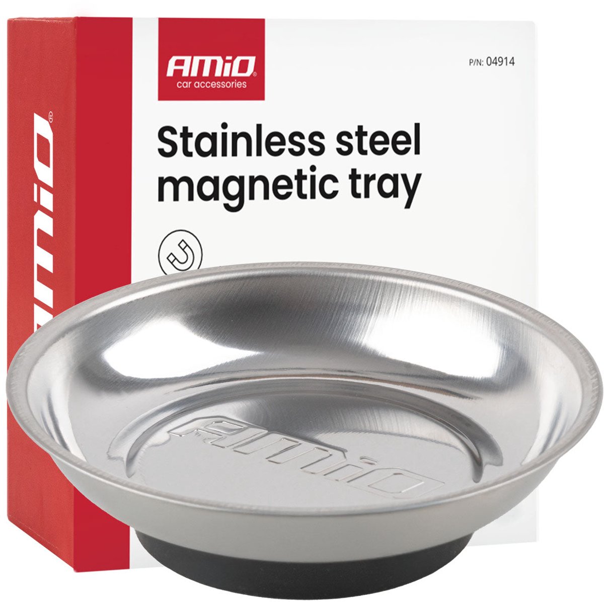 AMiO Magnetische Onderdelenbak RVS 110mm Kleine Magneetschaal voor Schroeven en Bouten