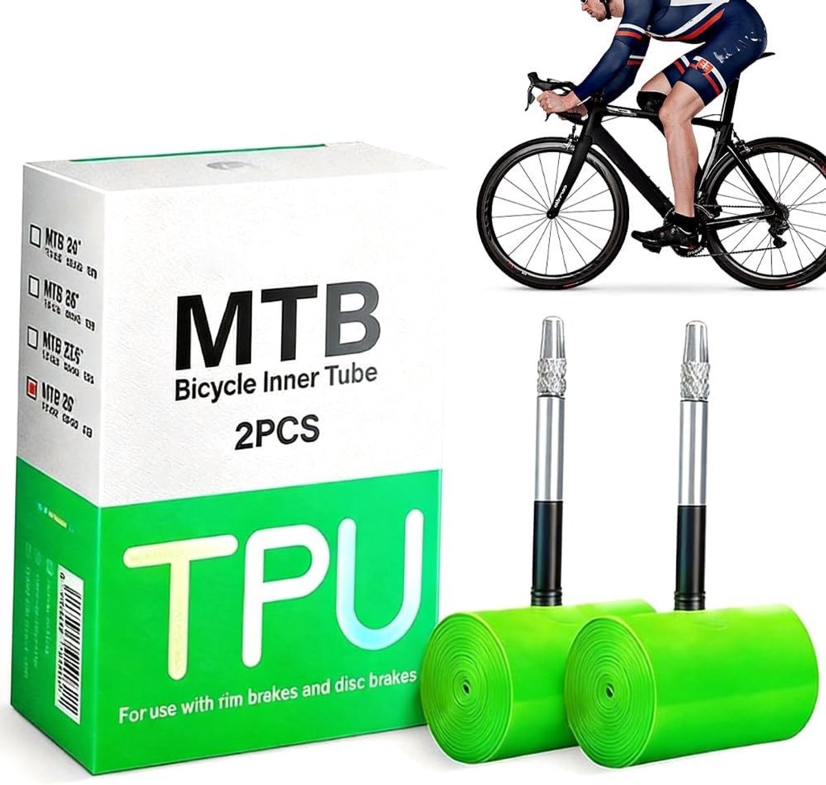 SnelShoppen - CEWROM TPU Binnenband MTB 29 Inch - 2 Stuks Ultralichte Fietsbanden - MTB Slang 28 Inch - TPU Gravel Racefiets - FV 45 mm