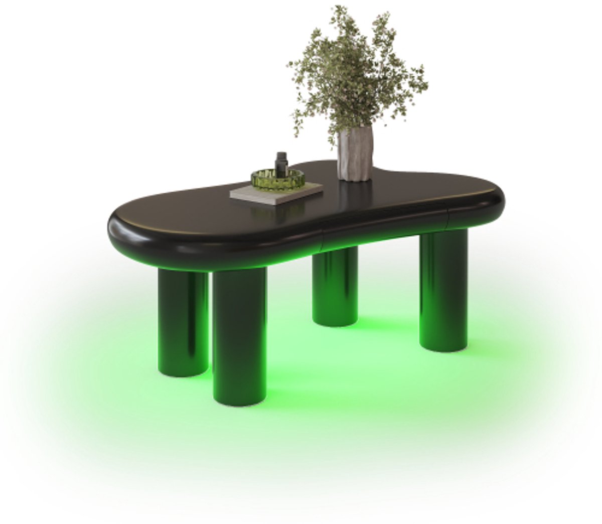 Bijzettafel-vorm bijzettafel van MDF – met 16‑kleuren LED‑verlichting & lade-Moderne woonkamertafel met opbergruimte