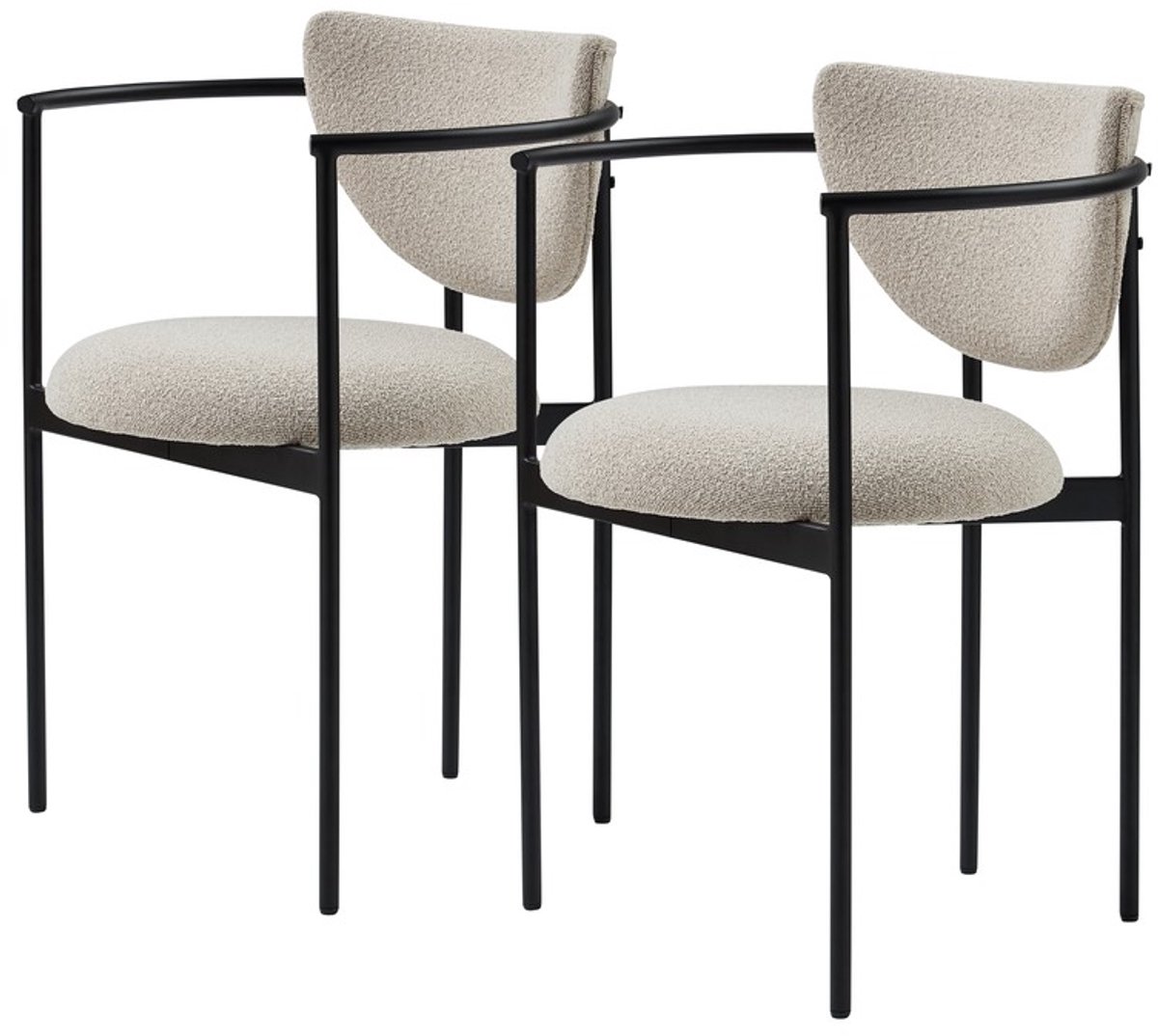 Pugsdrly Set van 2 eetkamerstoelen in Scandinavisch design, 2 kleurvarianten: kaki met roestvrij staal / crème met zwart metalen frame, stoffen bekleding, compacte afmetingen 78x60x56 cm, eenvoudige montage – ideaal voor kleine ruimtes