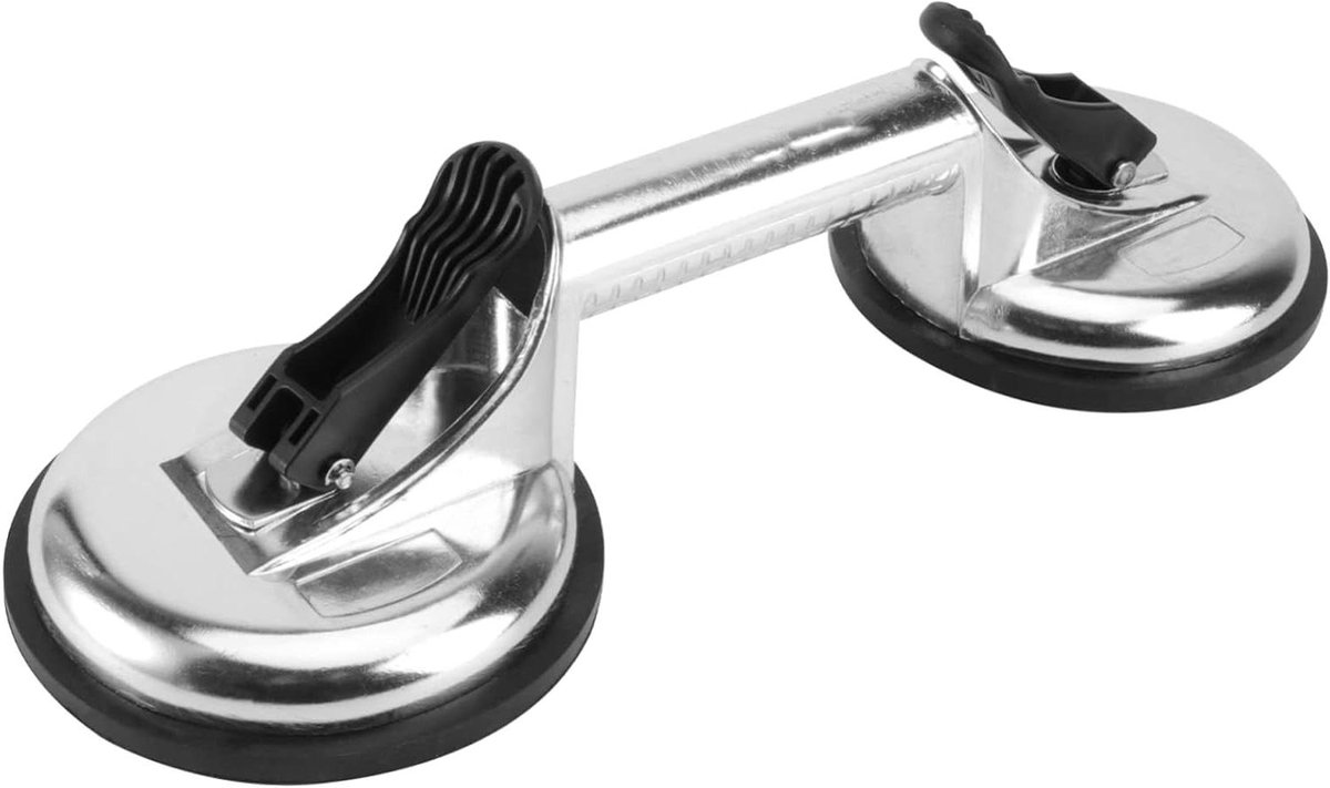 Glazen Zuignap - Vacuüm Hefgereedschap - Verplaatsen van Platen - Dubbele Zuignappen - 32.4 cm - Zilver