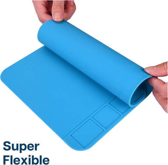 2 stuks hittebestendige mat - las anti slip mat - siliconen hittebestendige mat - reparatie siliconen mat - met opbergvak- waterdicht- gemakkelijk schoon te maken - opberghulpmiddel - geschikt voor telefoonreparatie, werkbank, lassen (blauw, 30*20cm) — afbeelding 4