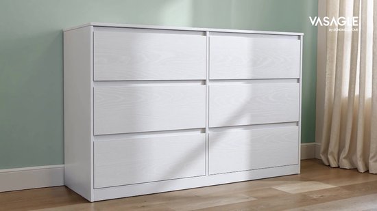 VASAGLE LTS616W01 - Commode 6 tiroirs - style moderne - idéale pour chambre ou salon