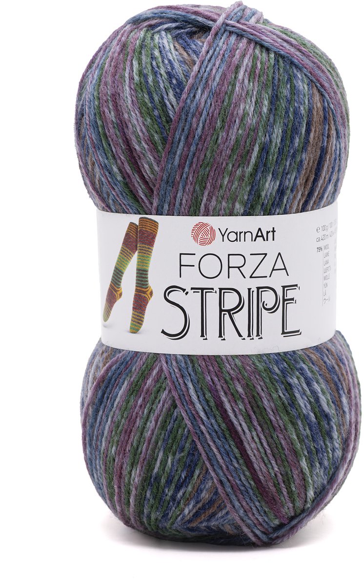 YarnArt Forza Stripe Sokkenwol - 75% Wol 25% Polyamide - voor Sokken Haken en Breien - 100g / 420m - Kleur 2801