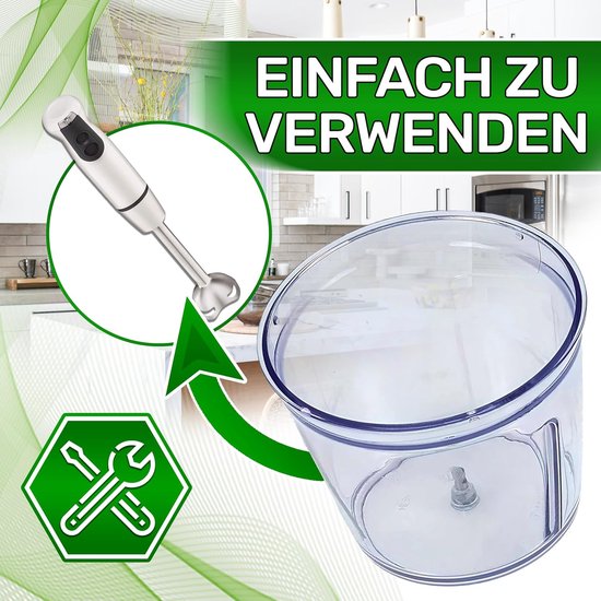 Staafmixer Kom - Hakker Blender - Ingrediënten Mixen - Originele Code - 500 ml - Transparant — afbeelding 3