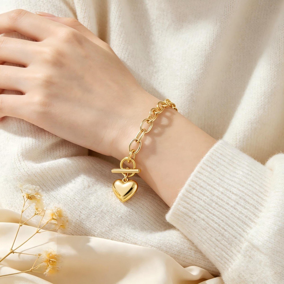 Bracelet & Necklace 2-Piece Set – Bracelet: 20.5cm, Necklace: 50.5cm – Jewelry – Heart-shaped Necklace – OT Clasp Necklace – Layered Necklace – Wristwear – Decoratieve ketting – Stijlvol & charmant - Suitable for Everyday Styling