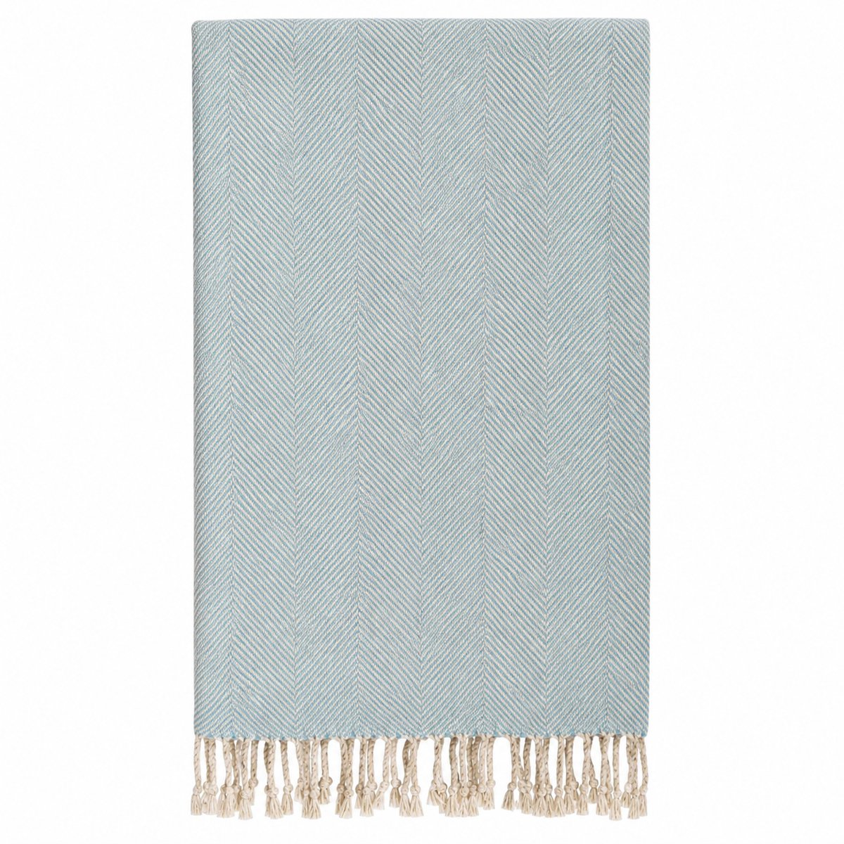 Naturn Living Blauw Plaid 150 x 125 cm – Katoenen Woondeken van Gerecycled Materiaal – Decoratieve Bankdeken voor Woonkamer, Slaapkamer, Balkon en Tuin – Blauw