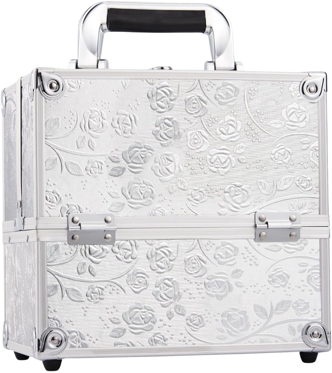 Luxe Makeup Train Case - Draagbare Cosmetica Organizer met 4 Ladeverdelers en Slot