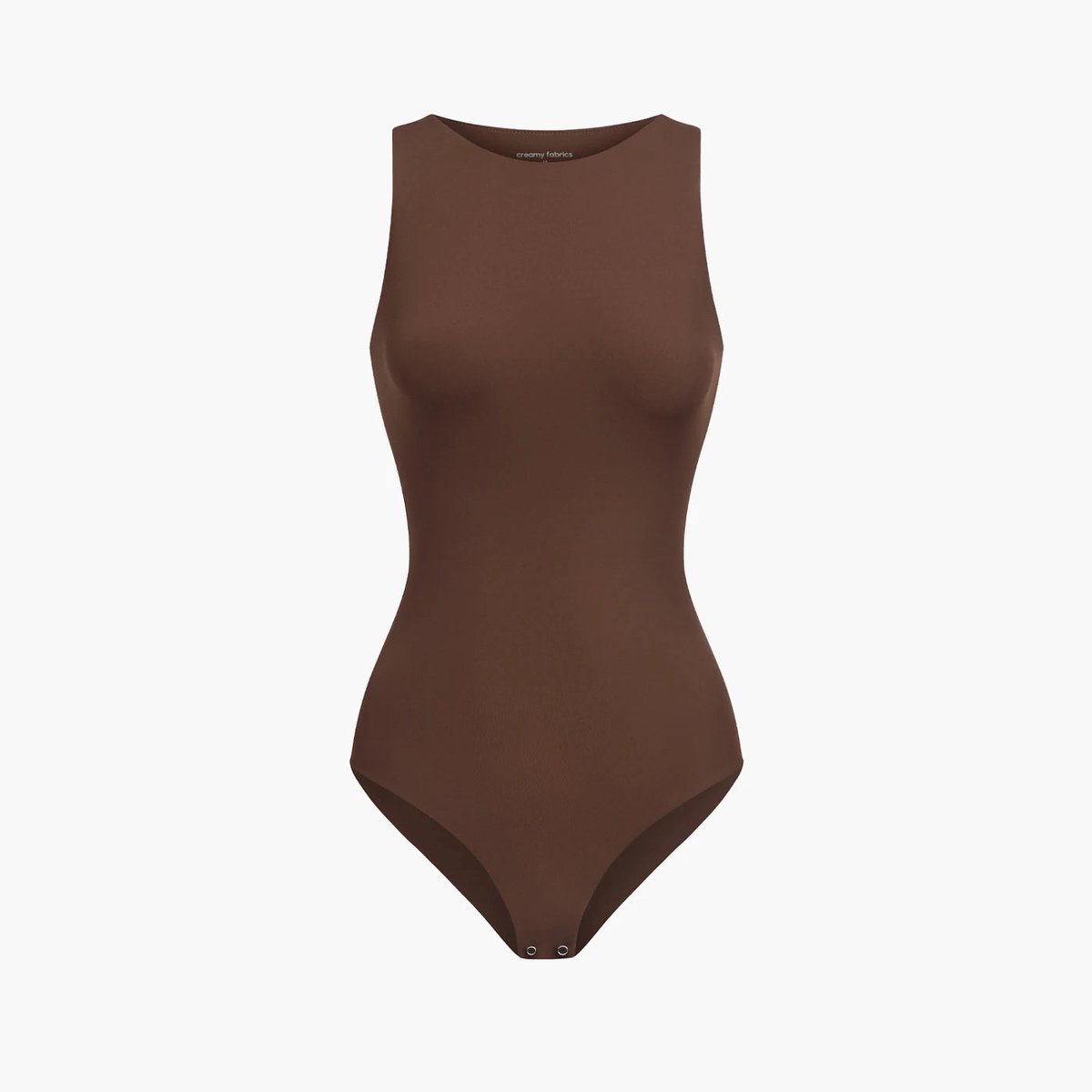 cfab - Bodysuit met ronde hals en strikjes - Bruin - M - Corrigerende Body - Naadlos - corrigerend ondergoed dames