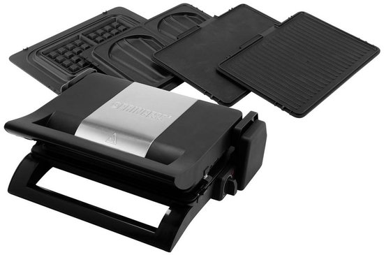 Princess 4-in-1 contactgrill met verwisselbare grill-, tosti- en wafelplaten.