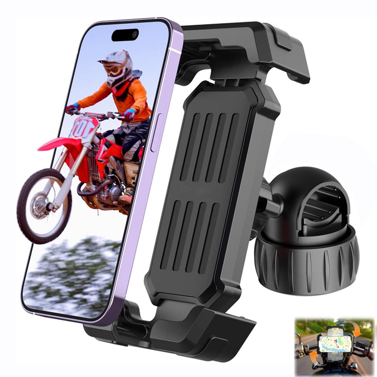 OUYLAF telefoonhouder fiets - fiets telefoonhouder - 360 Graden Rotatie - Zwart - Motor telefoonhouder - telefoonhouder motor - Gsm houder fiets - schokbestendig