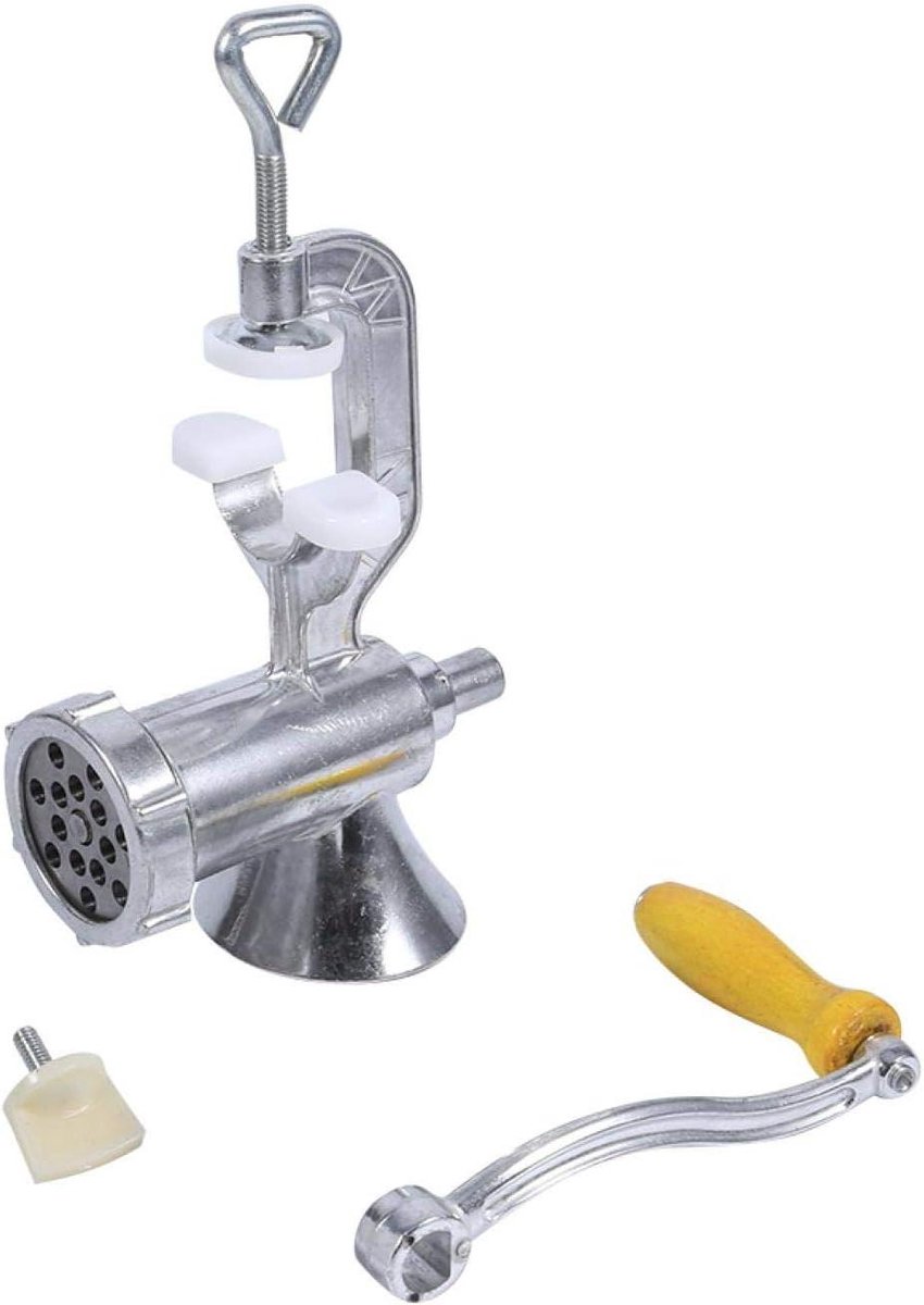 Handmatige Vleesmolen - Keukenmolen Tafelmolen - Vlees Malen - Aluminium Legering - Verstelbare Houder - Zilver