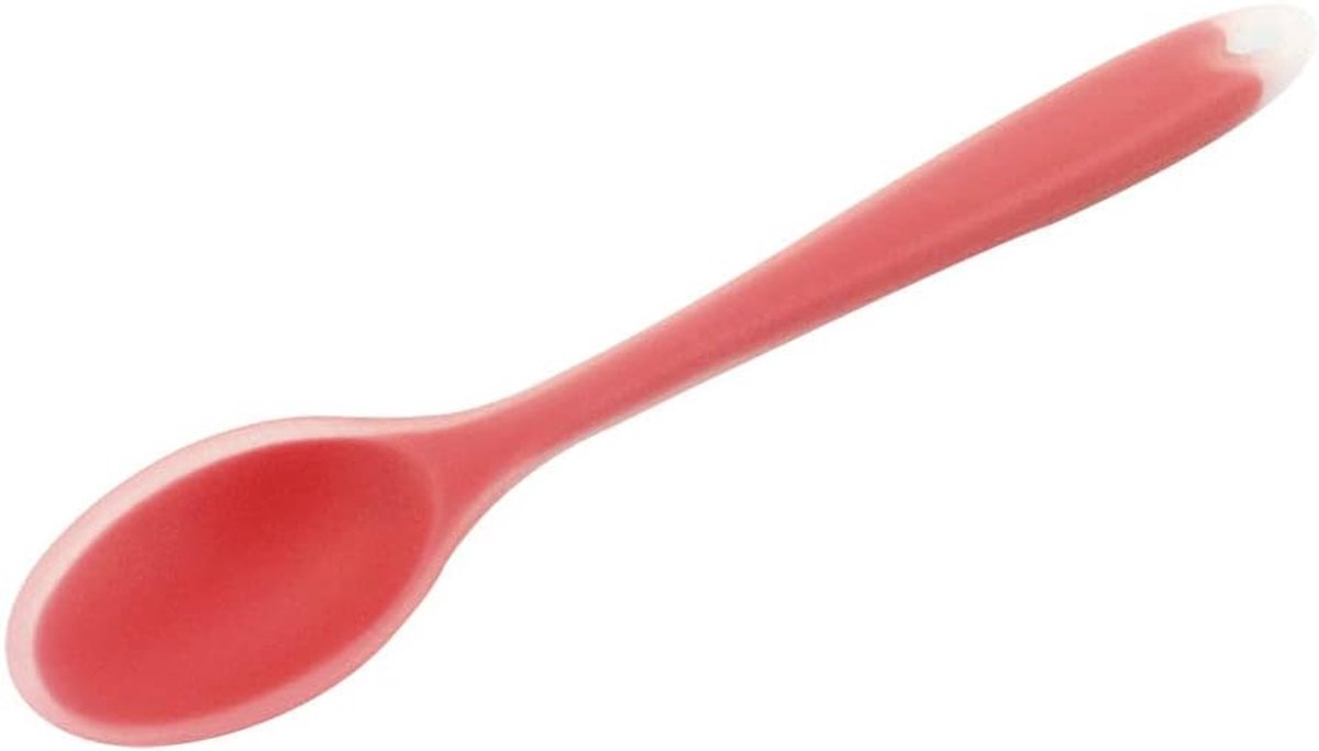 SnelShoppen - Silicone Eetlepel Coral Rood - Brushed Dessertlepel - Keuken- en Restaurant Utensil - 20x4,5 cm - Perfect voor Feest en Dagelijks Gebrui