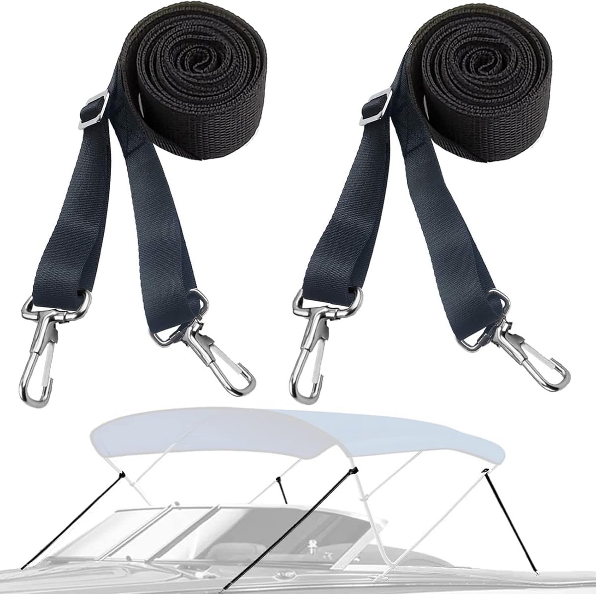 SnelShoppen - 2 Stuks Zwarte Canopy Straps voor Boot, Verstelbare Bimini Top Riemen, Boot Riemen, Boot Luifel Bevestigingsmateriaal, Canopy Riemen voo