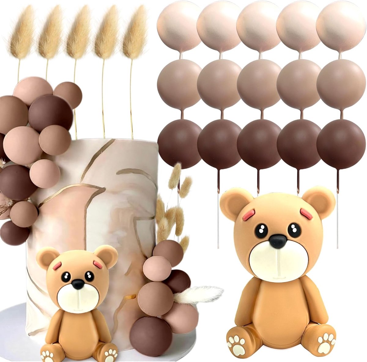 Bruine Baby Douche Taart Decoratie Teddybeer Taart Geslacht Bruine