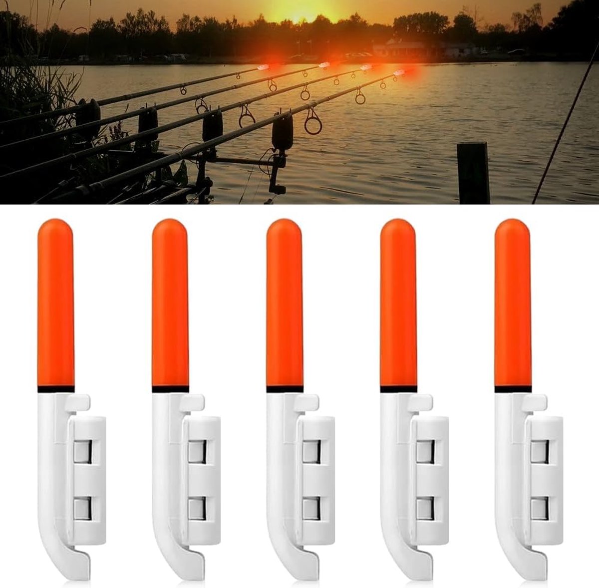 set van 5 led-visbellen, lichtstokken, toetssensor, waterdichte