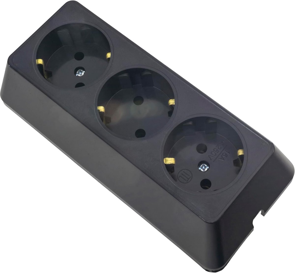 meervoudige contactdoos, aansluitlijst, draadloos, tot 3680 W, 16 A/250 V (3-voudig zwart, trapeziumvormig)