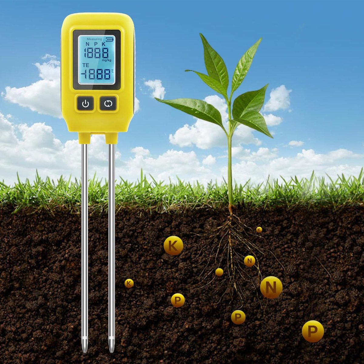 Soil Meter, 4 in 1 Soil Measure Instrument P/N/K Trace Element