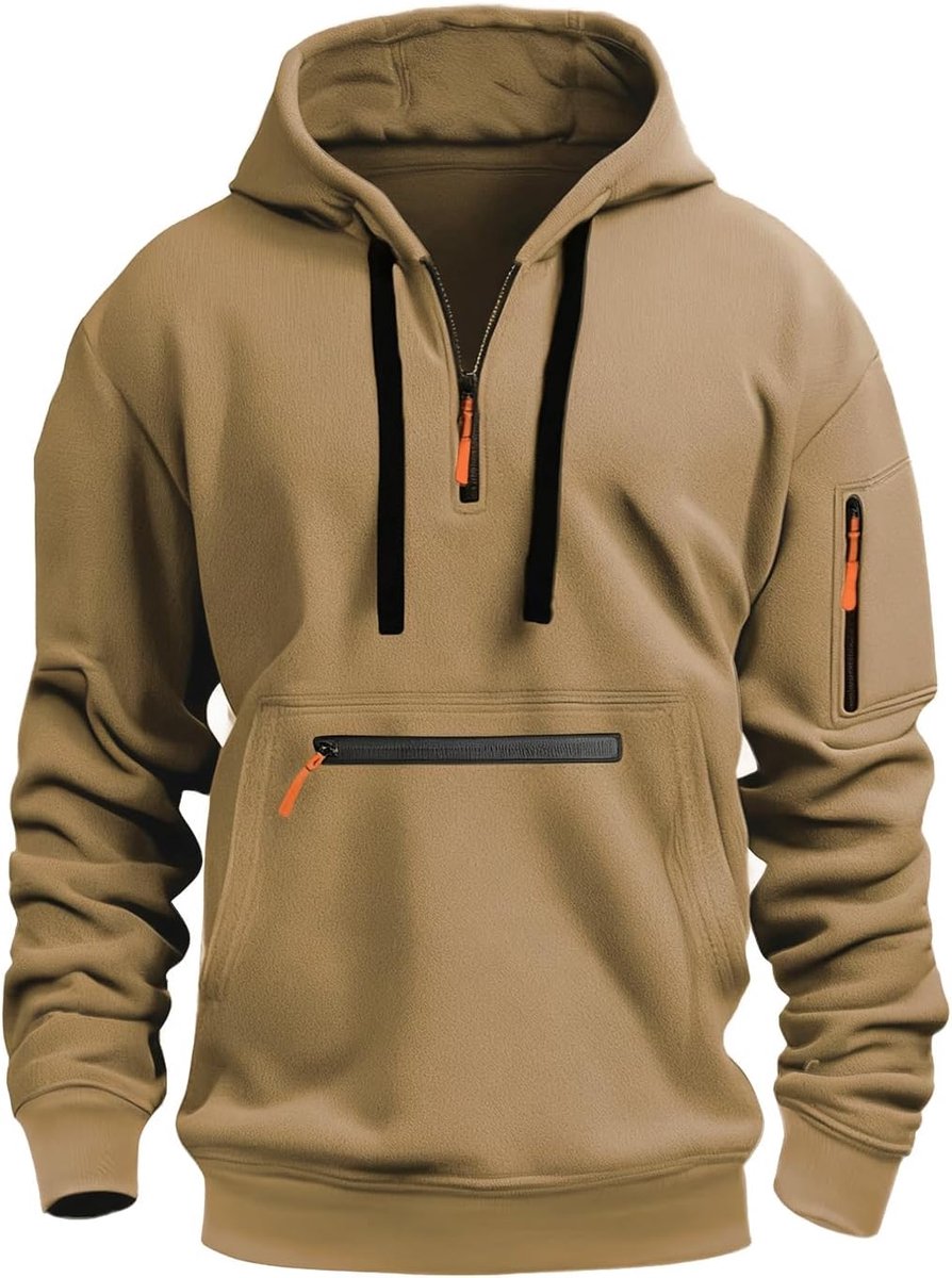 Sweatshirt met capuchon voor heren, basic, sweatshirt met halve