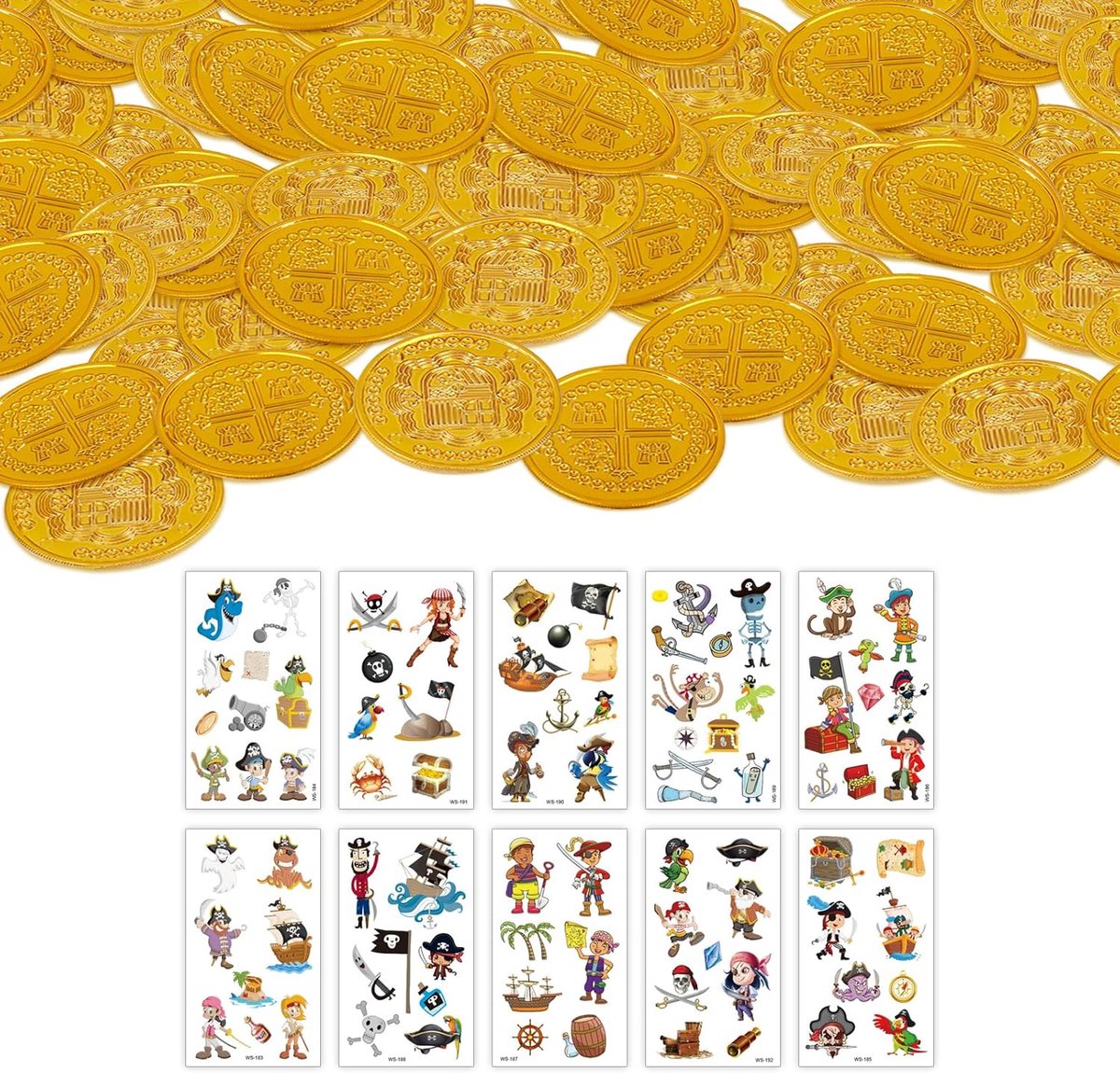 100 stuks gouden munten piratenschat, Goldtaler kunstgouden munten