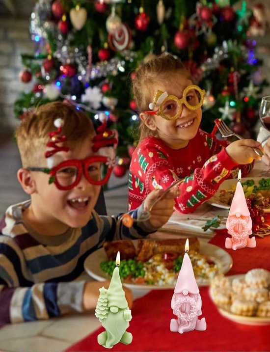 3D Wichtel siliconenvorm, kerstman kaars siliconenvorm, kerstkaart — afbeelding 4